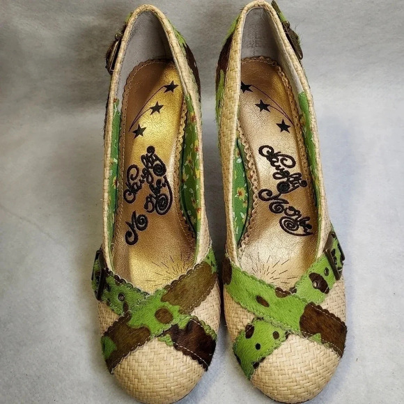 Naughty Monkey Green & Brown Size 10 Out Of Line 3 pump - Picture 4 of 12